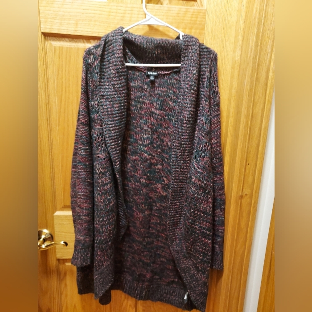 Torrid Size 2 (2X/XXL) Dark blue base rainbow sweater open front knit cardigan